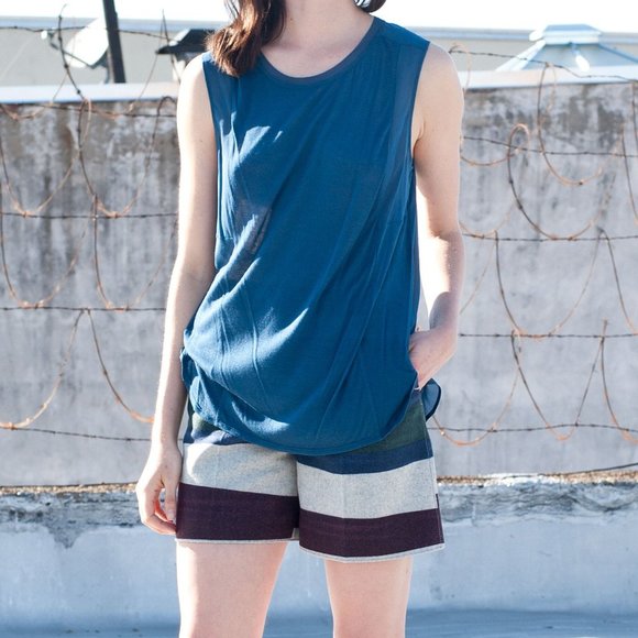 NWT CARVEN Color Block Striped Wool Blend Shorts Size FR 36 US 4 S MSRP $460 - Picture 3 of 9